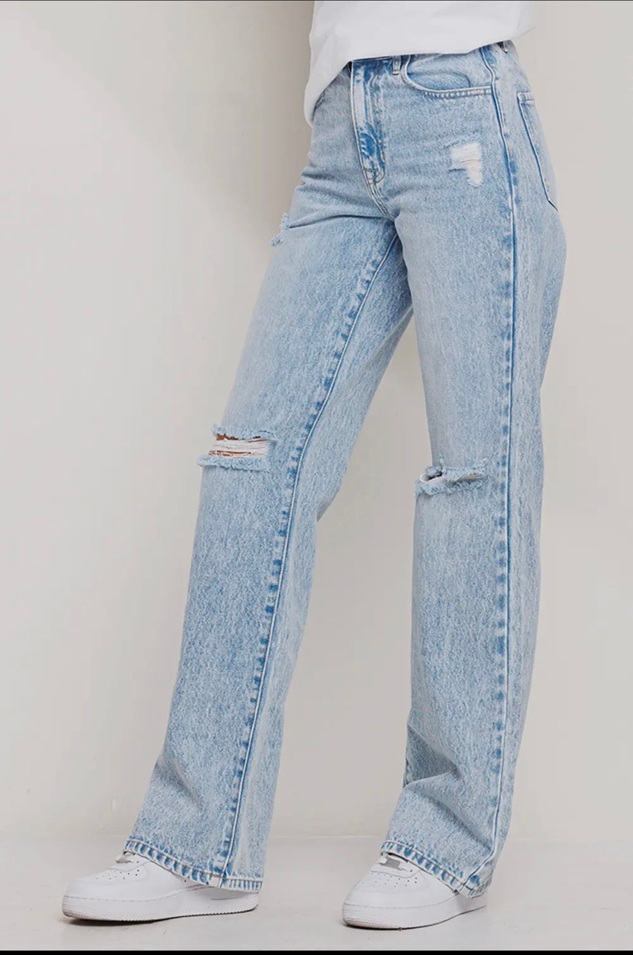 High waisted straight leg jeans