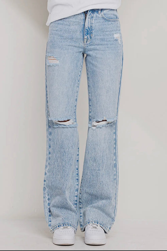 High waisted straight leg jeans