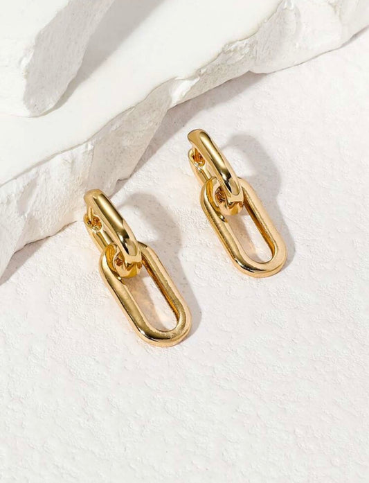 gold link earrings